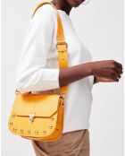 Sac cartable en Cuir Nely jaune orangé - 21.5x16.5x8.5 cm