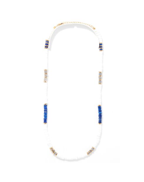 Collier Ihuicatl  en Opale blanche, Lapis & Labradorite