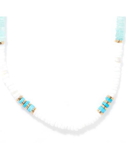 Collier Ichtaca en Amazonite blanche,Opale & Turquoise