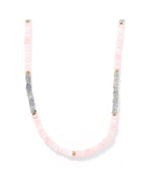 Collier Nahuatl en Labradorite & Opale rose
