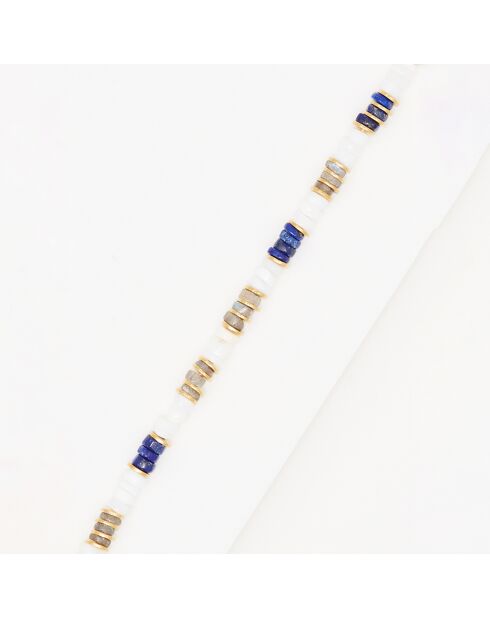 Ihuicatl-armband in wit opaal, lapis en labradoriet
