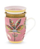 Mug à Thé avec Repose-sachet & Infuseur en Porcelaine La Majorelle rose - 35cl