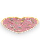 2 rosafarbene Herzteller aus Porzellan von La Majorelle, 23,2 x 24 cm