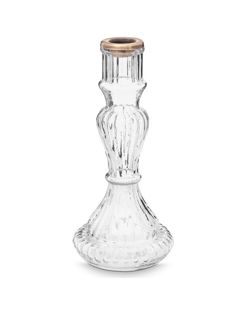 Bougeoir en verre Rim transparent - 20x8.5 cm