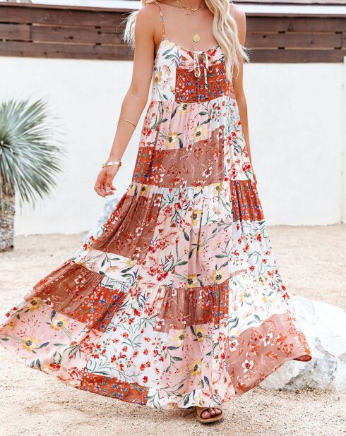 Robe Nathe rose/écru