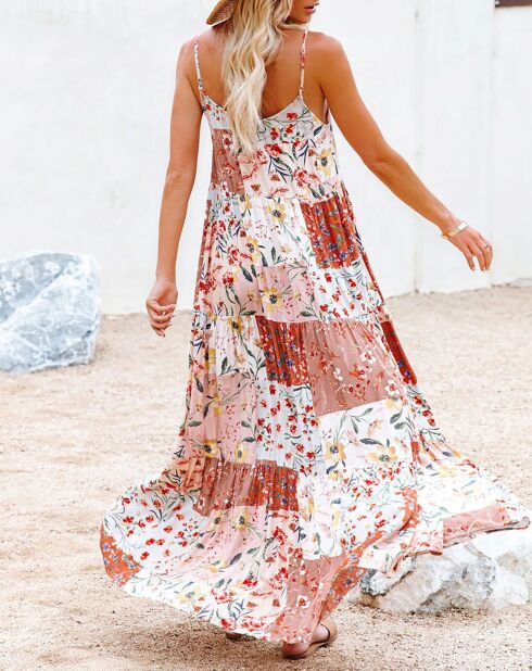 Robe Nathe rose/écru