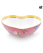 2 Plats de cuisson coeur en Porcelaine La Majorelle roses - 6x14.5x16 cm