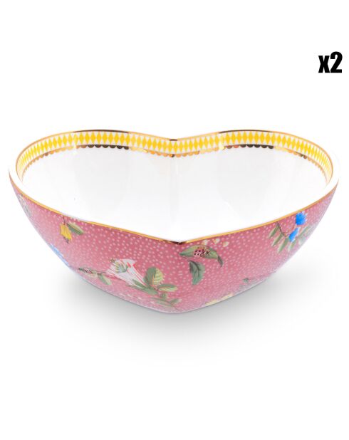 2 roze porseleinen bakvormen met hart van La Majorelle - 6x14,5x16 cm