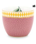 6 Coquetiers en Porcelaine La Majorelle roses - 4x4.7 cm