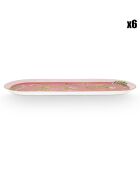 6 rosafarbene La Majorelle-Porzellan-Kuchenformen, 15,5 x 33,6 cm