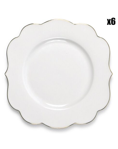 6 witte broodborden van Royal Porselein - 16,7x16,9 cm