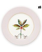 6 Assiettes à dessert en Porcelaine La Majorelle roses - D.21.4 cm