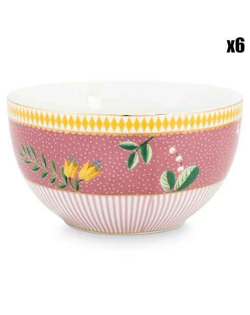 6 Bols en Porcelaine La Majorelle roses - D.12 cm