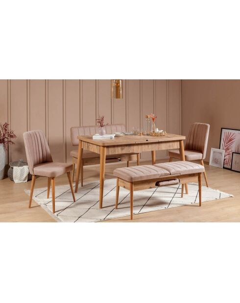 Chaise Vina pin atlantique/stone - 46x85x46 cm