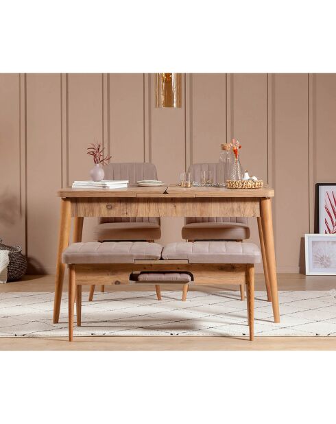 Chaise Vina pin atlantique/stone - 46x85x46 cm