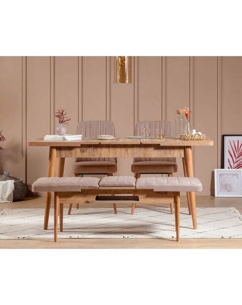Chaise Vina pin atlantique/stone - 46x85x46 cm