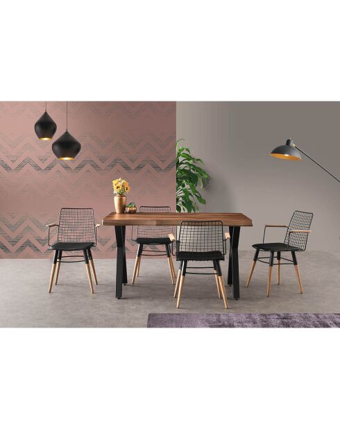 2 chaises trend 961 noir/noyer - 43x82x39 cm