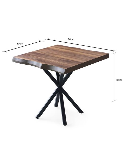 Table à manger Safir 1462 noyer - 80x75x80 cm