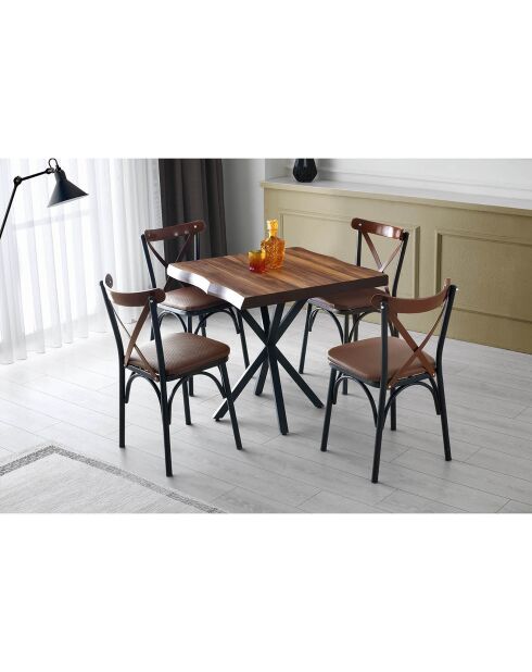 Table à manger Safir 1462 noyer - 80x75x80 cm