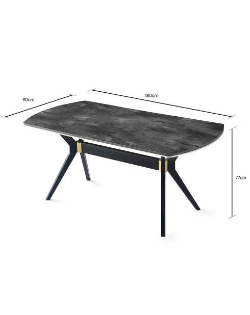 Table à manger ikon 1001 gris/noir - 180x77x90 cm