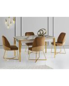 Table à manger Damla 1102 doré/blanc - 146+35x78x90 cm