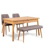 Table + 2 Chaises + Banc Santiago 0701 pin atlantique/gris