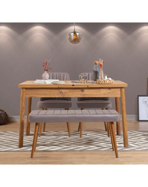 Table + 2 Chaises + Banc Santiago 0701 pin atlantique/gris