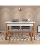 Table + 2 Chaises + Banc Santiago 0701 pin atlantique/blanc/gris