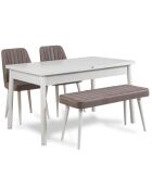 Table + 2 Chaises + Banc Santiago 0701 blanc/gris