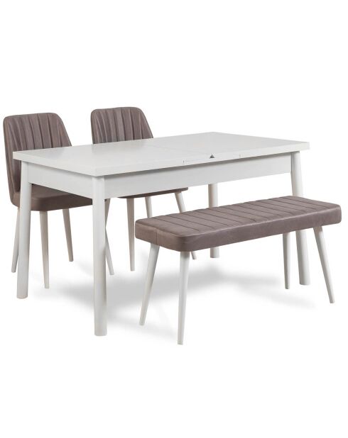 Table + 2 Chaises + Banc Santiago 0701 blanc/gris