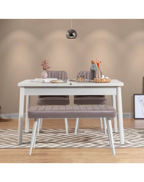 Table + 2 Chaises + Banc Santiago 0701 blanc/gris