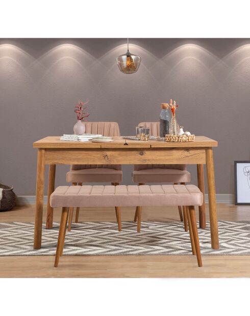 Table + 2 Chaises + Banc Santiago 0900 pin atlantique/stone