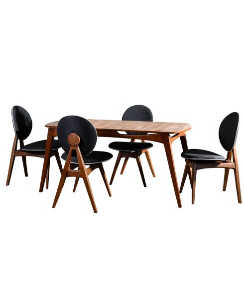 Table + 4 Chaises Touch Wooden noyer/anthracite