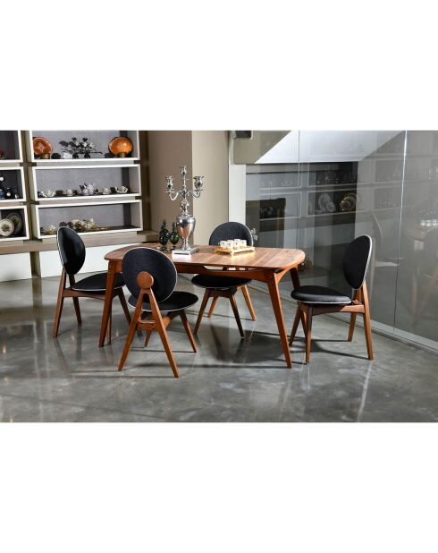 Tavolo + 4 sedie Touch in legno di noce/antracite