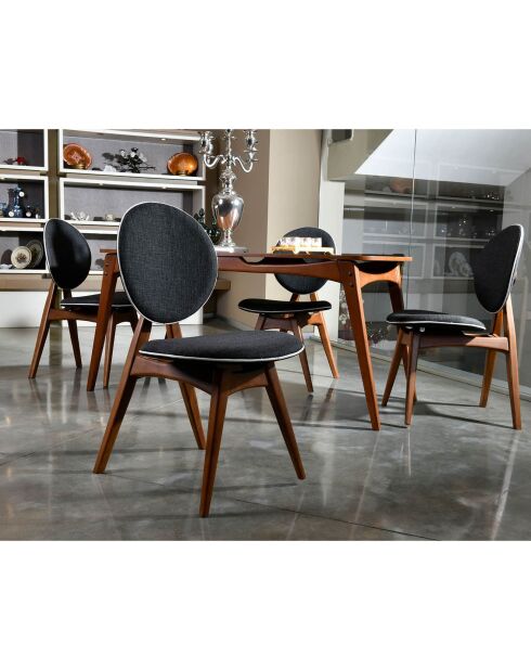 Tavolo + 4 sedie Touch in legno di noce/antracite