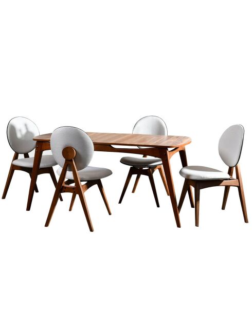 Tafel + 4 stoelen Touch Wooden walnoot/crème
