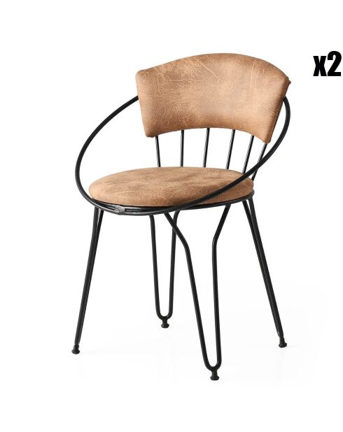 2 chaises istanbul 965 noir/beige - 60x76.5x50 cm