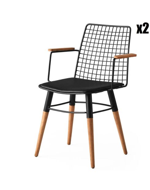 2 chaises trend 961 noir/noyer - 43x82x39 cm