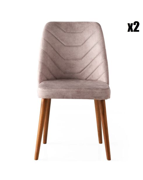 2 Chaises Dallas 555 noyer/beige - 50x90x49 cm