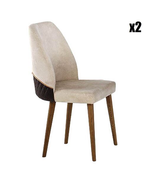 2 sillas Nova 761 crema/nogal - 50x90x49 cm