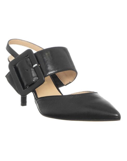 Slingback en Cuir Ilenia noir - Talon 7.5 cm