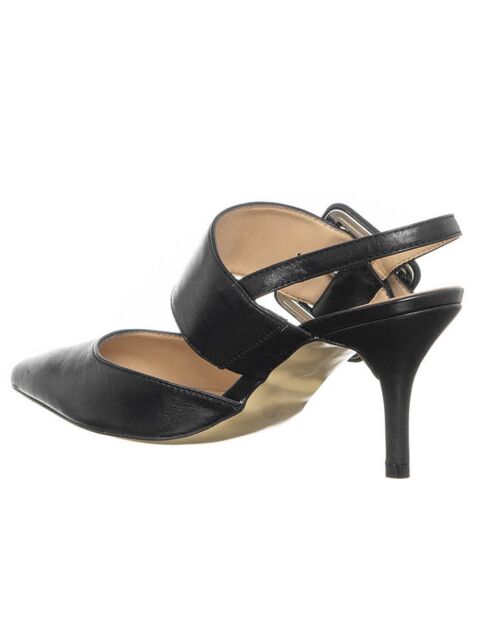Slingback en Cuir Ilenia noir - Talon 7.5 cm