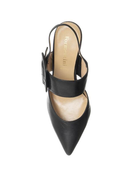 Slingback en Cuir Ilenia noir - Talon 7.5 cm