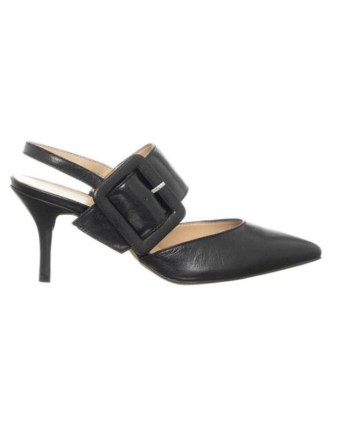 Slingback en Cuir Ilenia noir - Talon 7.5 cm