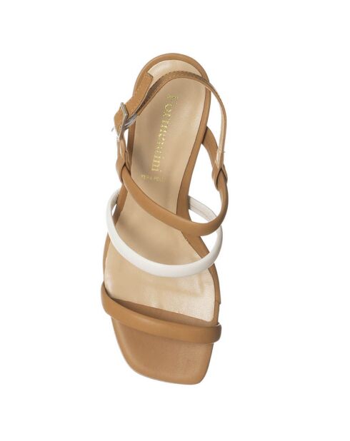Sandales en Cuir Alexandra camel/beige - Talon 7.5 cm