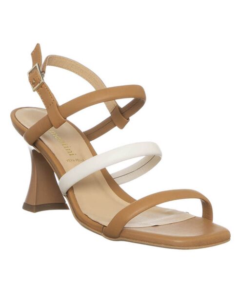 Sandales en Cuir Alexandra camel/beige - Talon 7.5 cm