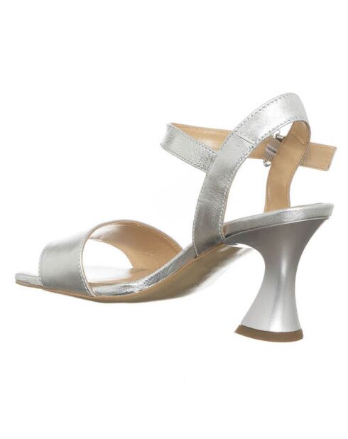 Cassandra silberne Ledersandalen - 8 cm Absatz