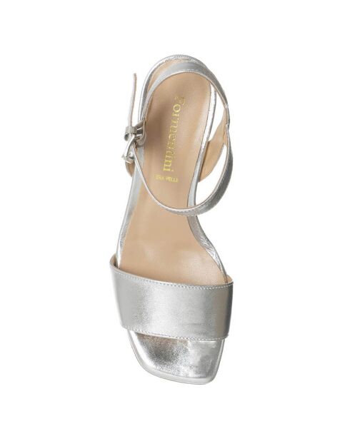 Cassandra silberne Ledersandalen - 8 cm Absatz