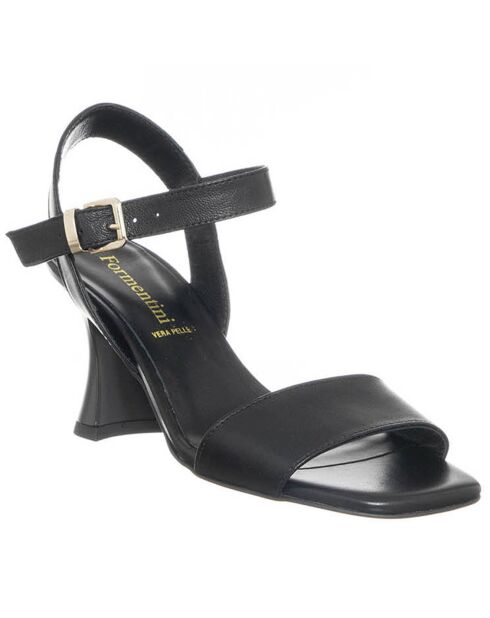 Cassandra Schwarze Ledersandalen - 8 cm Absatz