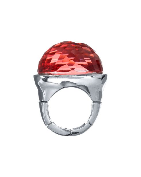 Koraalrode vierkante ring met ijsbel